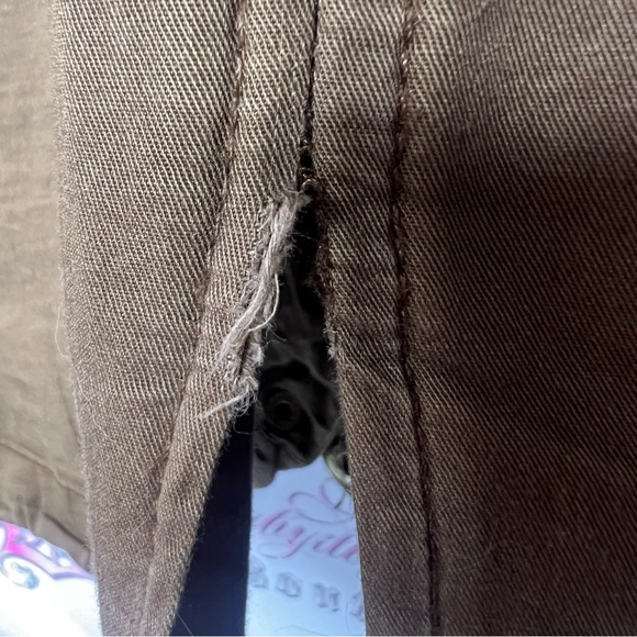 Garage cargo coat brown with gold hardware button up waist cinch jacket π§₯ - Picture 6 of 7